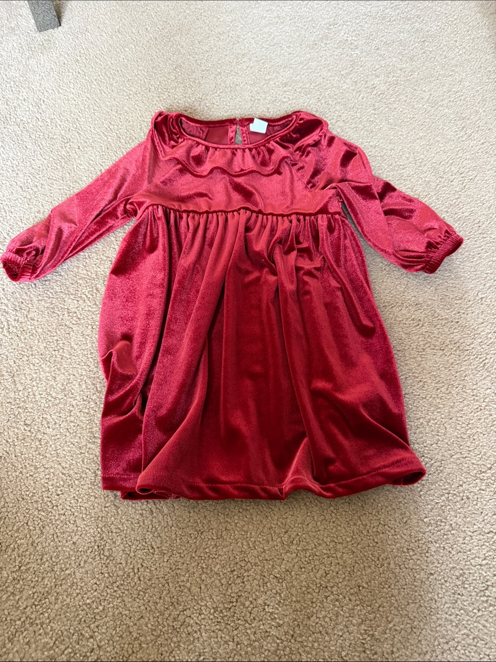 GAP Red Velvet Long-Sleeve Party Dress